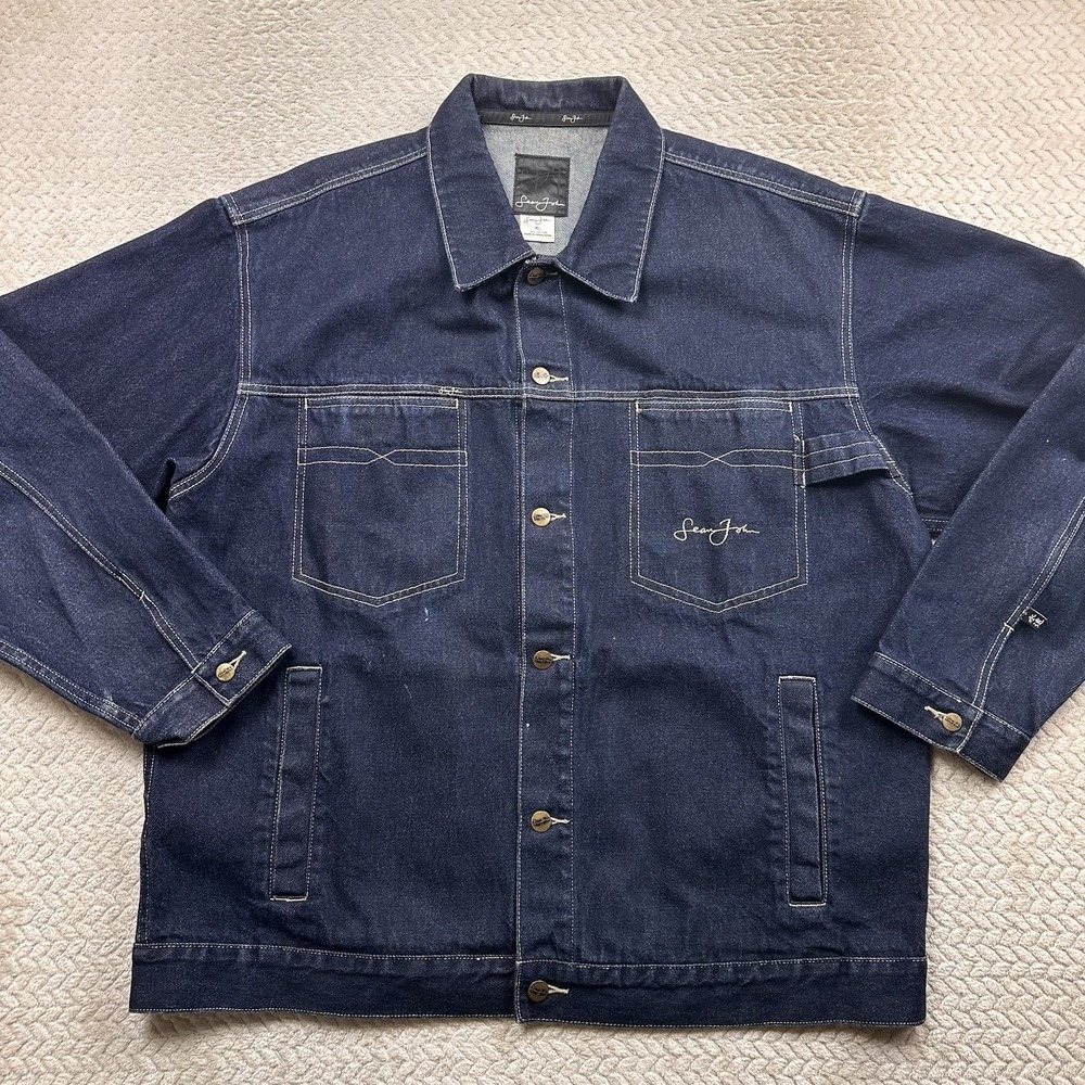 Sean John Mens Vintage Denim Trucker Jacket XL Hip Hop Streetwear Y2K Baggy